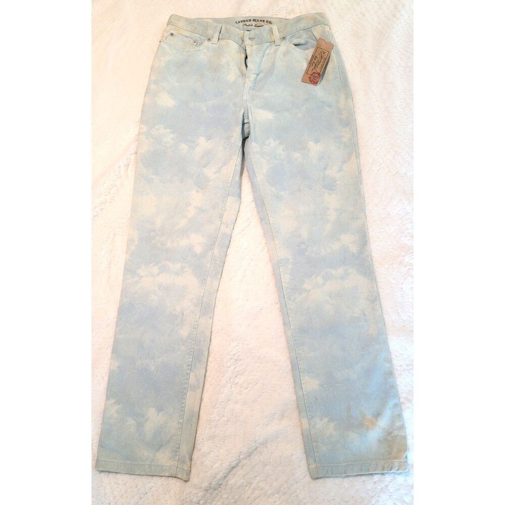 Lauren Jeans Co Ralph Lauren Womens Sz 6 Straight Leg Sky Blue Bleach Dyed Denim